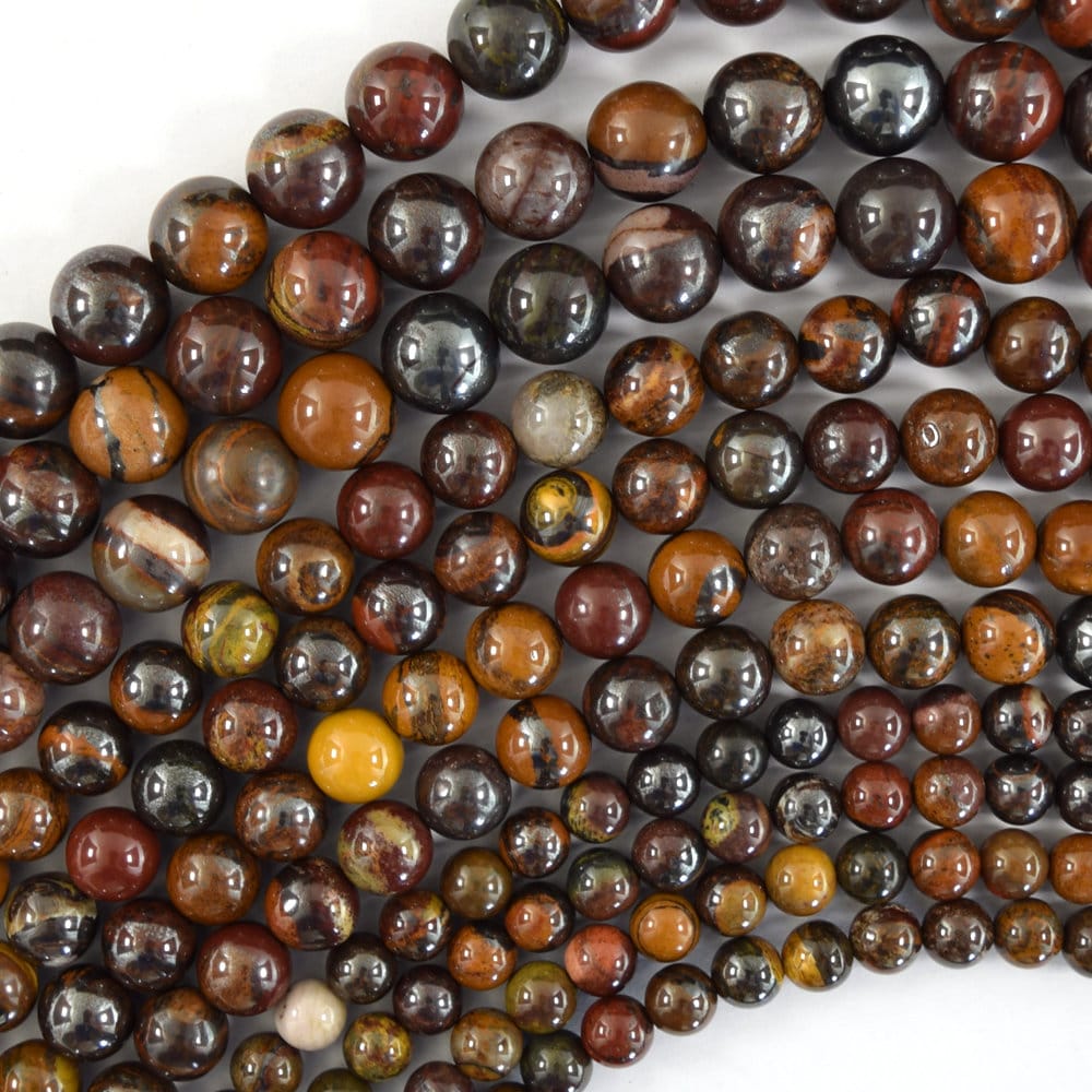Natural Dark Brown Tiger Iron Round Beads Gemstone 15" Strand 6mm 8mm 10mm