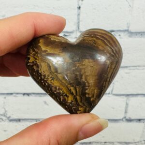 Tiger Iron Crystal Heart Palm Stone, Healing Gemstone Pocket Rocks, Metaphysical Crystal