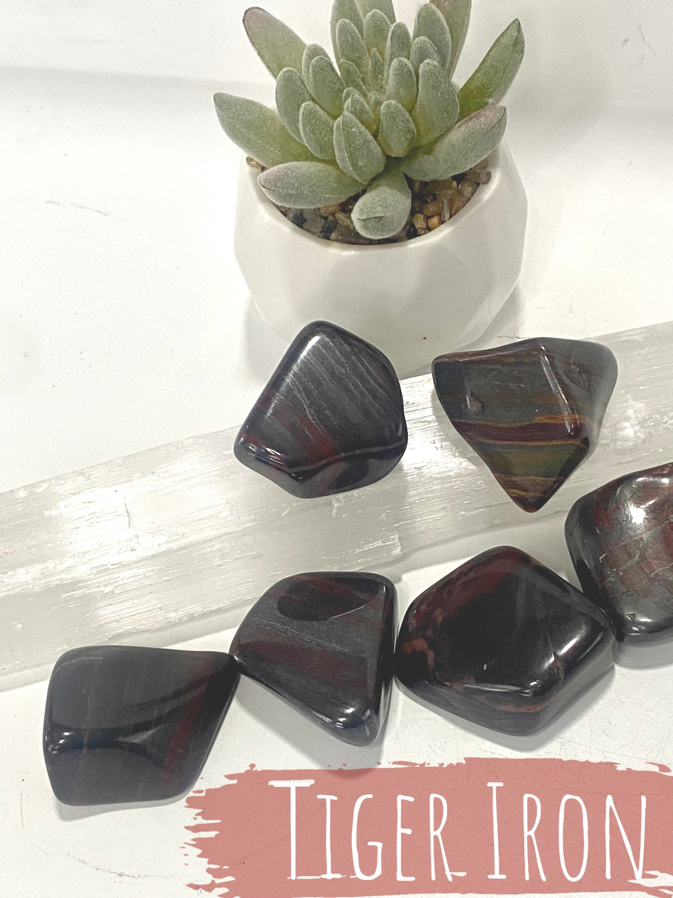 Large Tiger Iron Tumbled Chunks. Powerful. Masculine Energy. Grounding. Root Chakra. Protection. Brave. Strength.