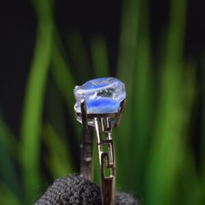 Tiny Cute Blue Dumortierite Silver Ring,Dumortierite in Quartz, 925 Sterling Silver Ring, Natural Blue Dumortierite Bead R4202 Tiny Cute Blue Dumortierite Silver Ring,Dumortierite in Quartz, 925 Sterling Silver Ring, Natural Blue Dumortierite Bead R4202