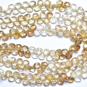 4 Inches - Beautiful Natural Micro Faceted Imperial Topaz Heart Briolette - Size Is 5 Mm #1587 4 Inches - Beautiful Natural Micro Faceted Imperial Topaz Heart Briolette - Size Is 5 Mm #1587