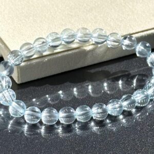 7mm, Certified Rare Find Gem Grade Natural Blue Topaz With Needle Inclusions Bracelet, Topaz Bracelet, Blue Topaz Bracelet, 透体拉丝猫眼天然蓝托帕手串