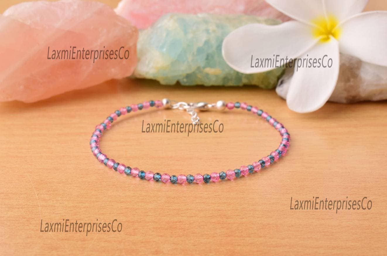 Beaded Faceted Rondelle Topaz Bracelet In 925 Sterling Silver, Dainty, Gemstone Bracelet, Silver Bracelet, Stack Bracelet, Gift For Her