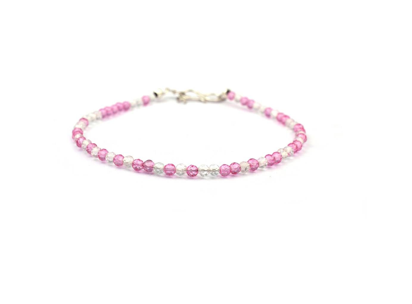 Beaded Faceted Rondelle Topaz Bracelet In 925 Sterling Silver, Dainty, Gemstone Bracelet, Silver Bracelet, Stack Bracelet, Gift For Her