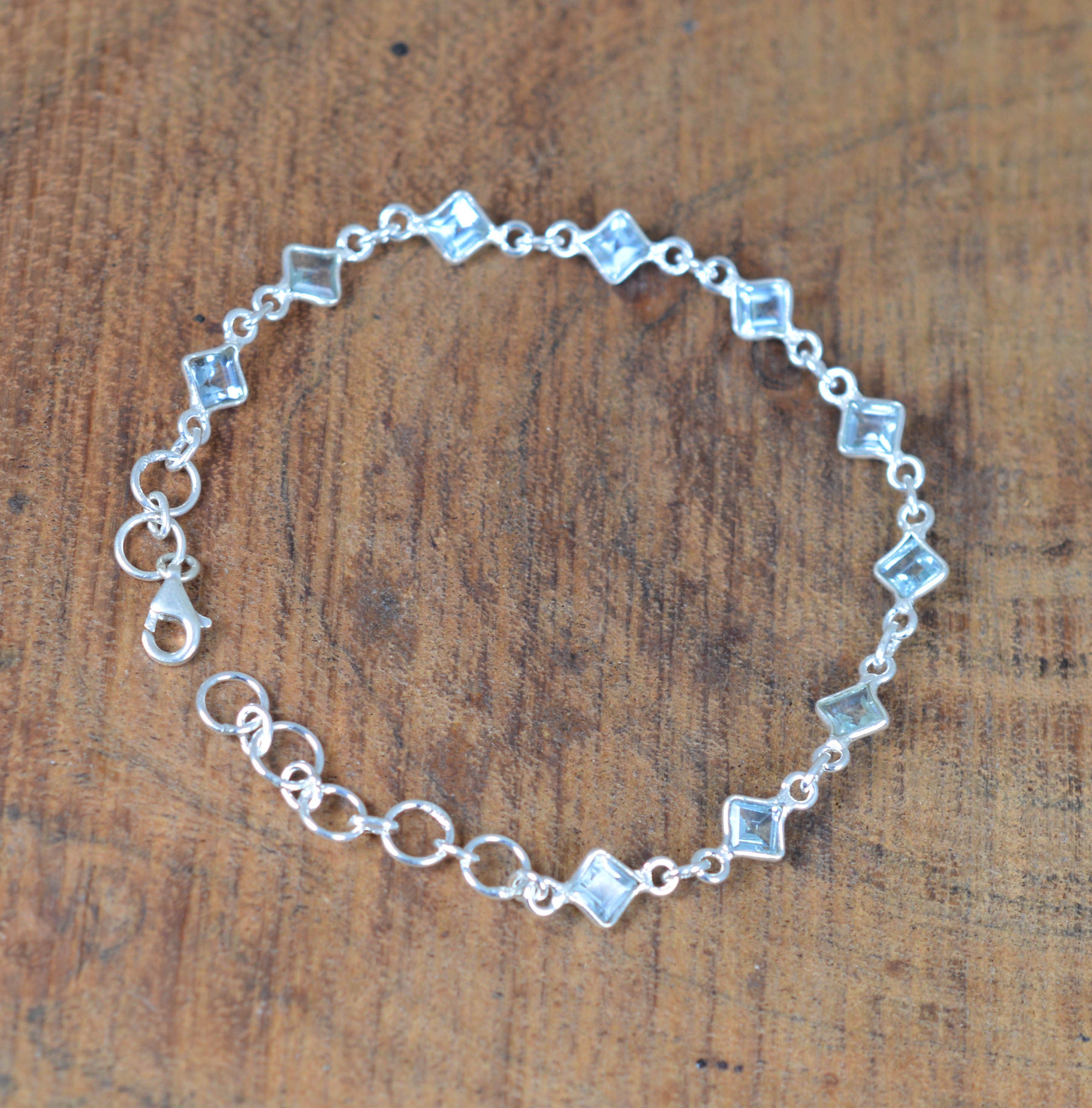 Blue Topaz 925 Sterling Silver Faceted Gemstone Adjustable Bracelet ~ 10 Gemstone Jewelry Blue Topaz 925 Sterling Silver Faceted Gemstone Adjustable Bracelet ~ 10 Gemstone Jewelry