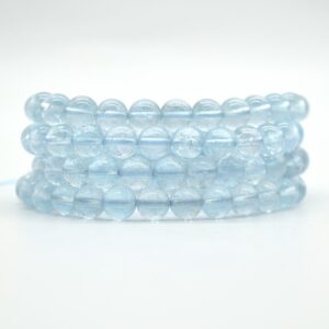 Blue Topaz Round Bead Sample Strand / bracelet - 7mm To 8mm - 7 Inches