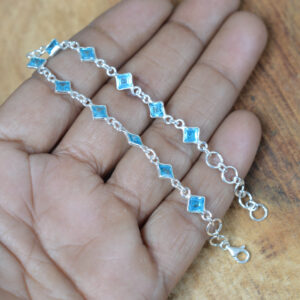 Blue Topaz Sterling Silver Bracelet: Adjustable Gemstone Jewelry
