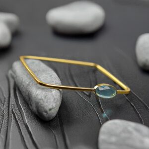 Faceted Blue Topaz Stone Bangle Gemstone Bracelet Handmade Bangle Copper Bangle Love Bracelet Square Bangle Bohemian Bangle