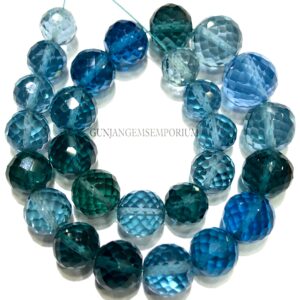 Gorgeous~~aaa+ London Topaz Beads Shaded London Topaz Faceted Round Bead Rare London Blue Topaz Balls Faceted Topaz Beaded Bracelet Gemstone