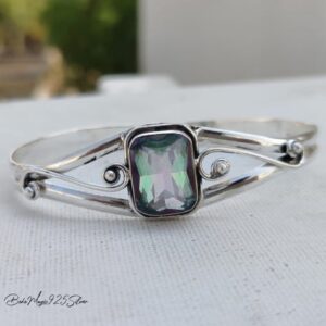Handmade Mystic Topaz 925 Sterling Silver Bangle Bracelet