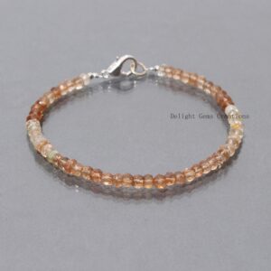 Imperial Topaz Beaded Bracelet, 4mm Faceted Rondelle, 8 Inch