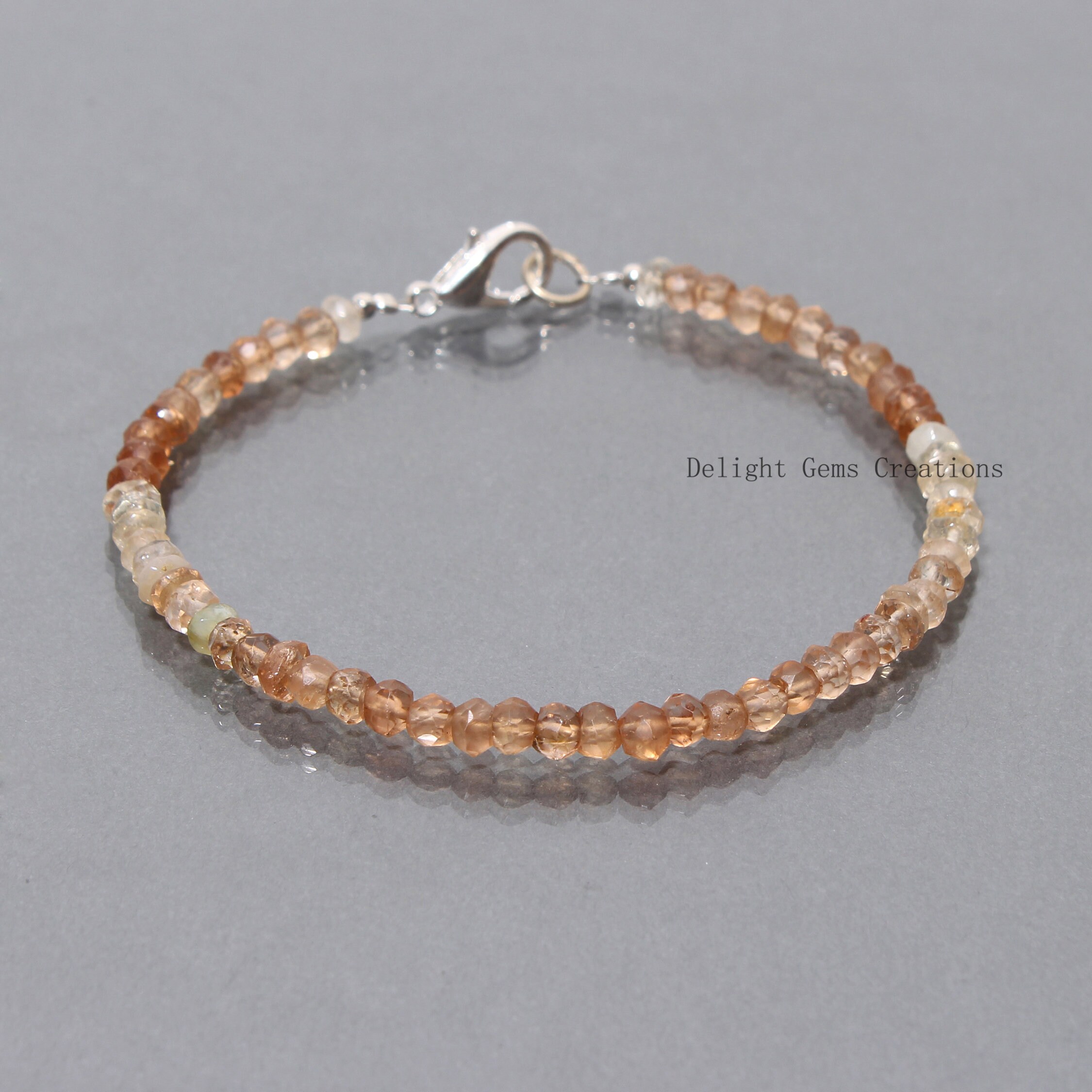 Imperial Topaz Beaded Bracelet, 4mm Faceted Rondelle, 8 Inch