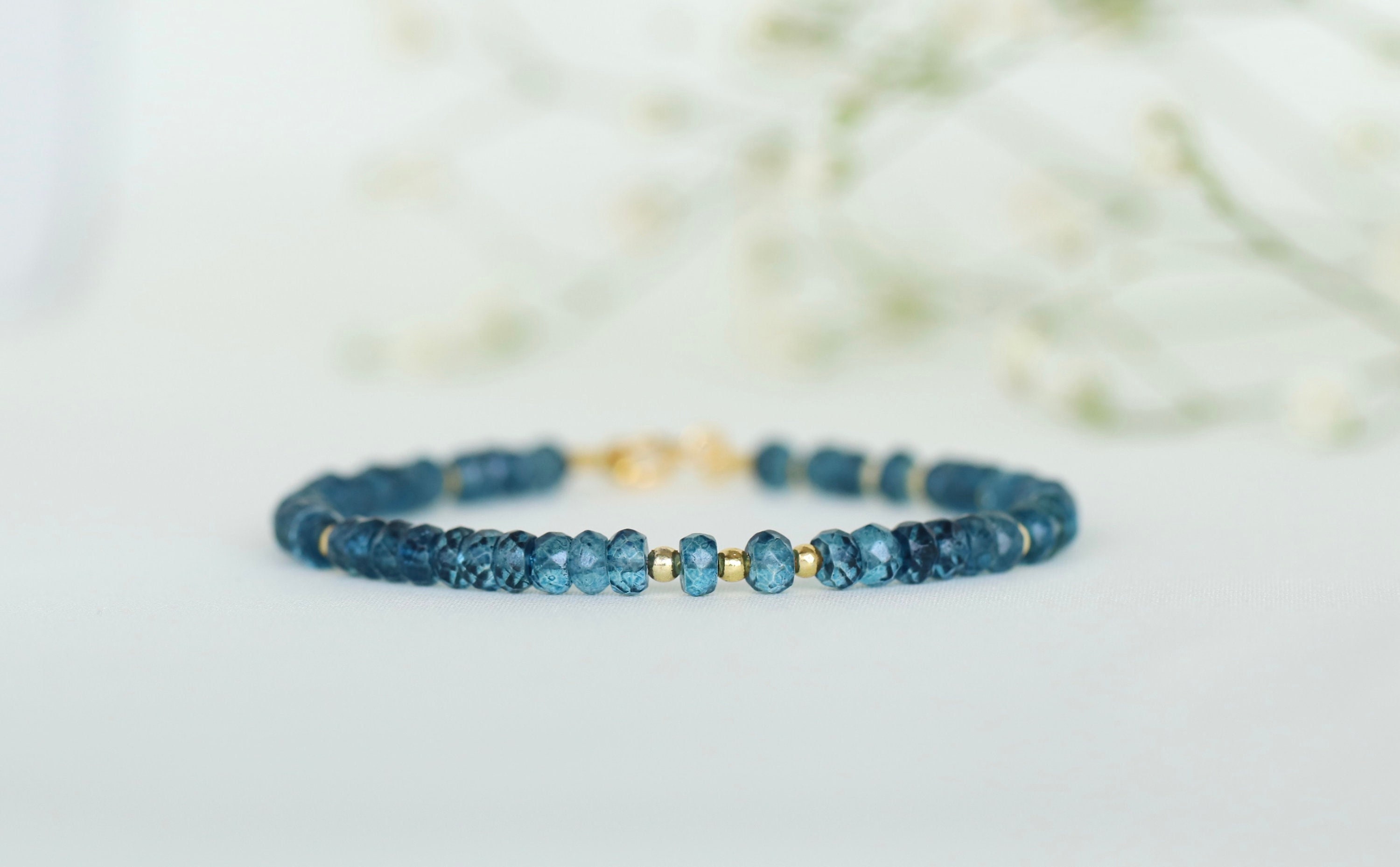 London Blue Topaz Bracelet, December Birthstone Bracelet, Delicate Blue Crystal Jewelry 4mm, Genuine Topaz, Gift For Mom, Mother's Day Gift