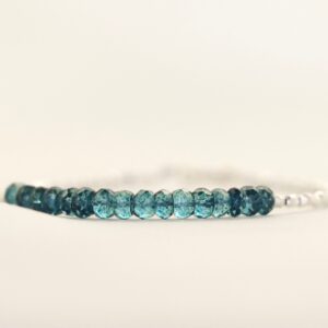 London Blue Topaz bracelet with Karen Hill silver beads, December birthstone, Healing gemstone: Inspiration, Communication, Calmness