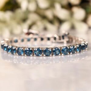London Blue Topaz Tennis Bracelet, Sterling Silver, December Birthstone
