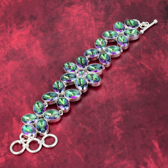 Mystic Topaz Bracelet, 925 Sterling Silver Jewelry Bracelet, Adjustable Bracelet, Gemstone Bracelet, Handmade Jewelry Party Wear Gifts Mystic Topaz Bracelet, 925 Sterling Silver Jewelry Bracelet, Adjustable Bracelet, Gemstone Bracelet, Handmade Jewelry Party Wear Gifts
