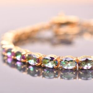 Mystic Topaz Tennis Bracelet, Sterling Silver, Oval Birthstone Jewelry