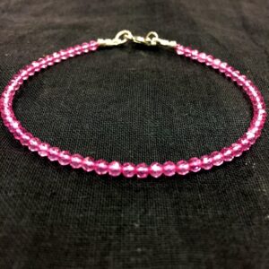 Pink Topaz Bracelet Pink Topaz Faceted Rondelle Gemstone Beads Bracelet For Women