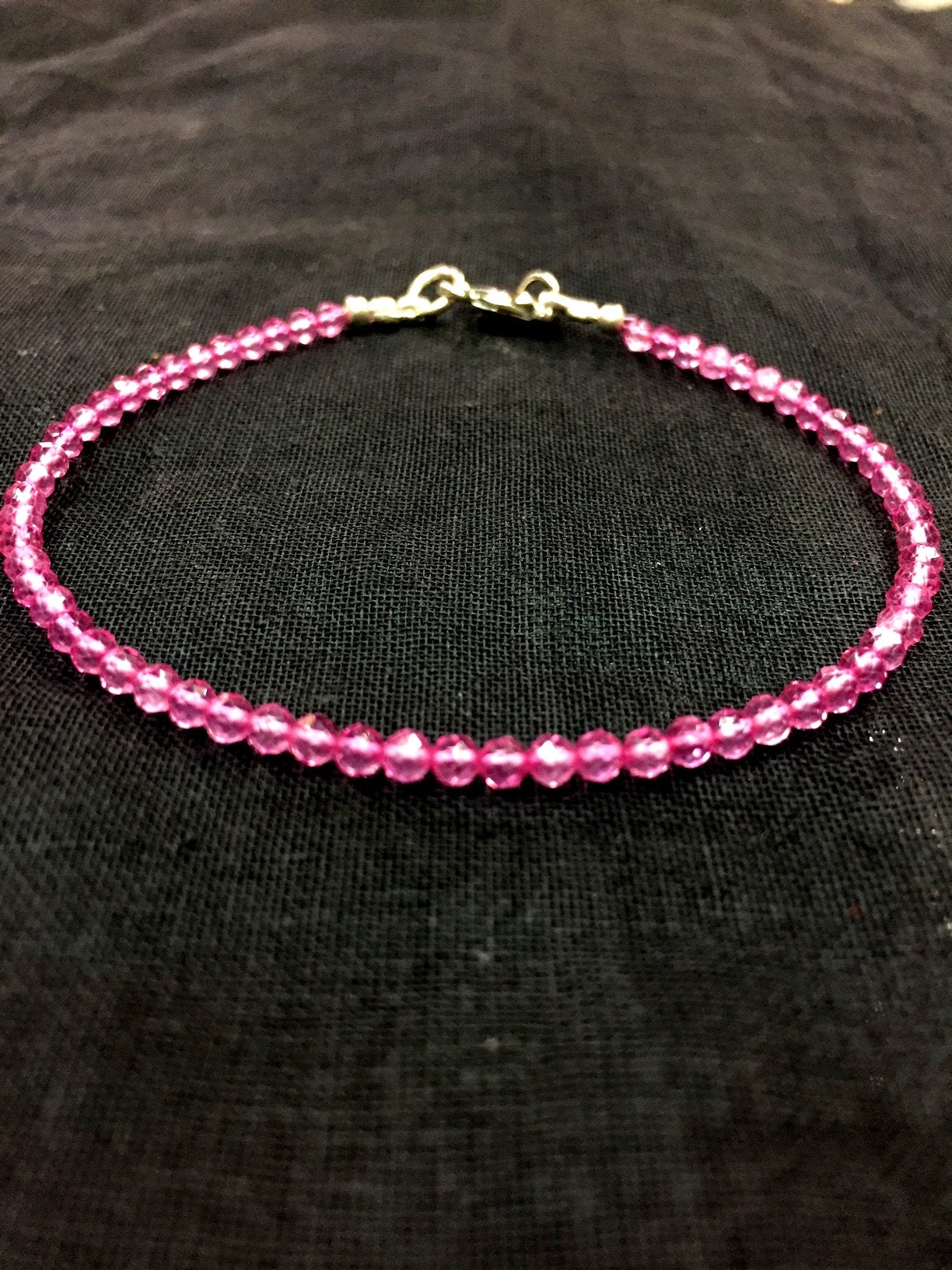 Pink Topaz Bracelet Pink Topaz Faceted Rondelle Gemstone Beads Bracelet For Women