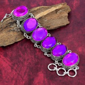 Pink Mystic Topaz 925 Sterling Silver Jewelry Bracelet Adjustable Gemstone Bracelet Handmade Jewelry Bracelet Jewelry Wedding Gifts