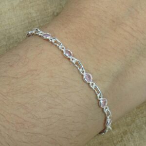Pink Topaz Sterling Silver Bracelet: Handmade Adjustable Gemstone Jewelry