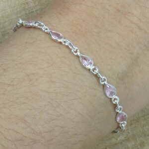 Pink Topaz Sterling Silver Bracelet: Adjustable Gemstone, Handmade
