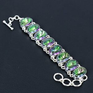 Rainbow Mystic Topaz Bracelet: Adjustable Sterling Silver Gemstone Bracelet