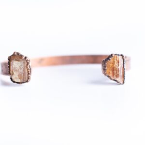 Raw Topaz Cuff | Raw Mineral Cuff | Raw Topaz Crystal Jewelry | Natural Topaz And Copper Bracelet | Raw Crystal November Birthstone Bracelet