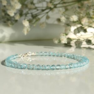 Sky Blue Topaz Bracelet, Delicate Blue Crystal Jewelry 3mm, December Birth Stone Bracelet, Gift For Her, Womens Bracelet, Genuine Topaz