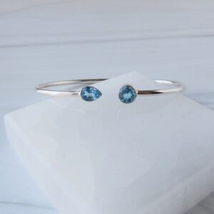 Swiss Blue Topaz Bracelet Sterling Silver • Sterling Topaz Bangle