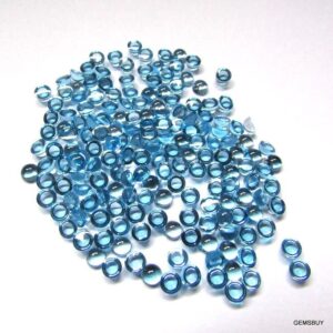 5 Aaa Swiss Blue Topaz Round Cabochons: 4mm Or 5mm Gemstones