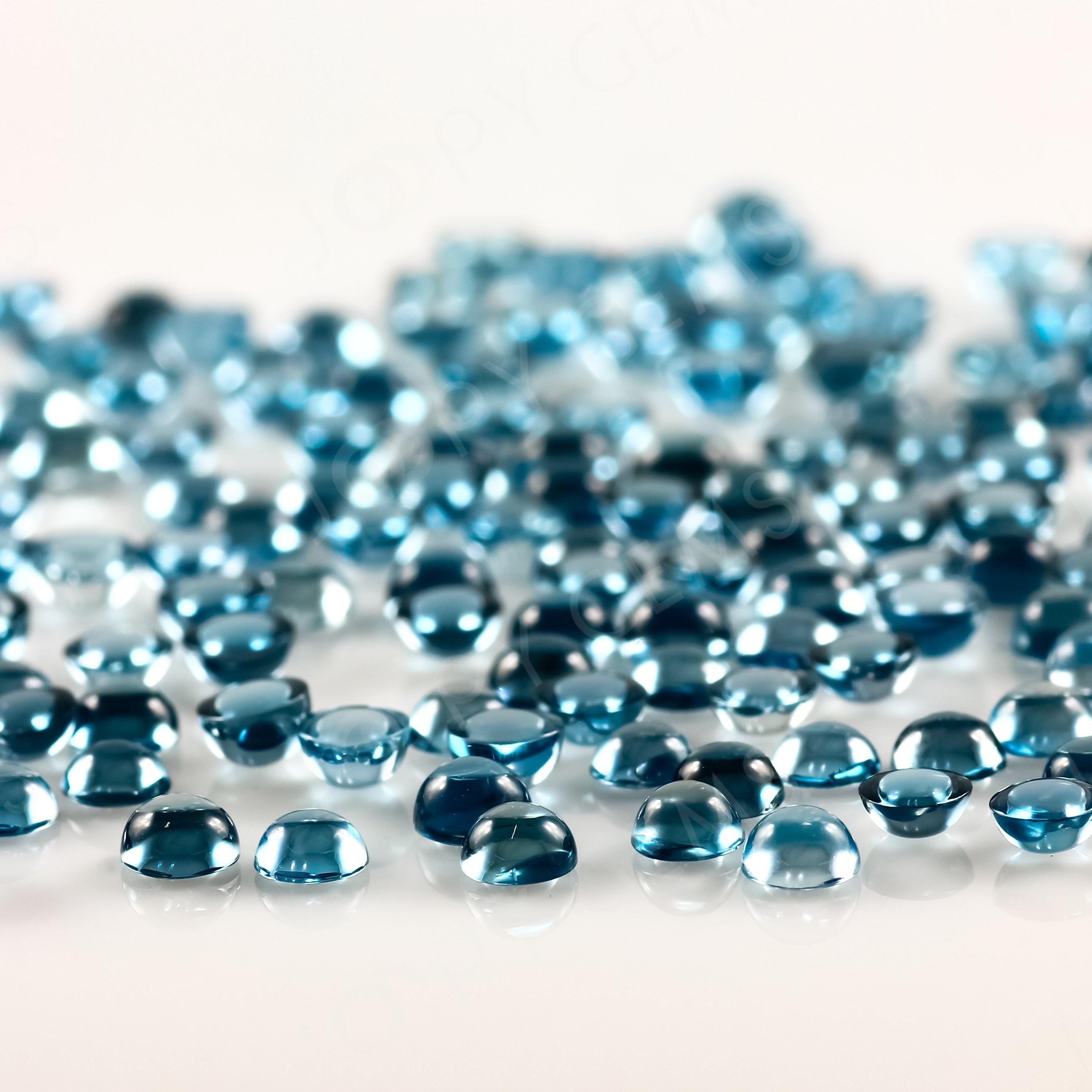 London Blue Topaz Cabochon 3mm Round - Per Stone London Blue Topaz Cabochon 3mm Round - Per Stone
