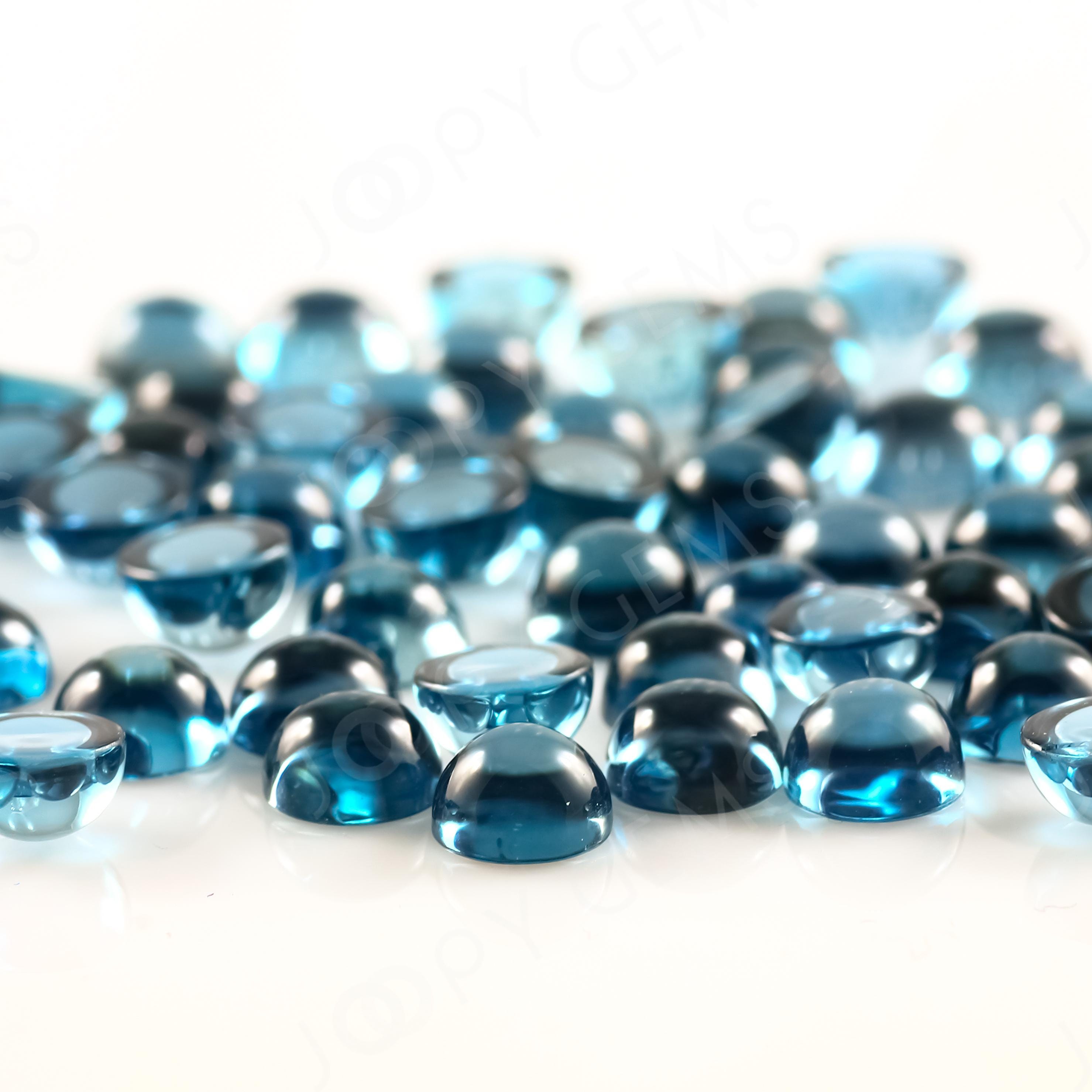 London Blue Topaz Cabochon 5mm Round - 1 Cab London Blue Topaz Cabochon 5mm Round - 1 Cab
