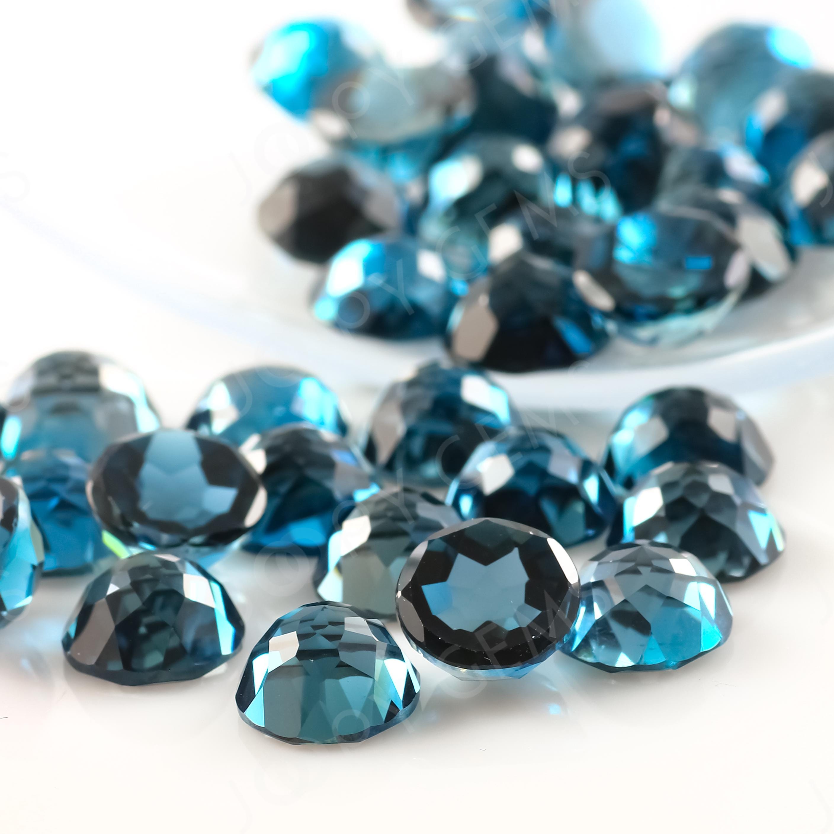 London Blue Topaz Rose Cut Cabochon 8mm Round - 1 Cab London Blue Topaz Rose Cut Cabochon 8mm Round - 1 Cab
