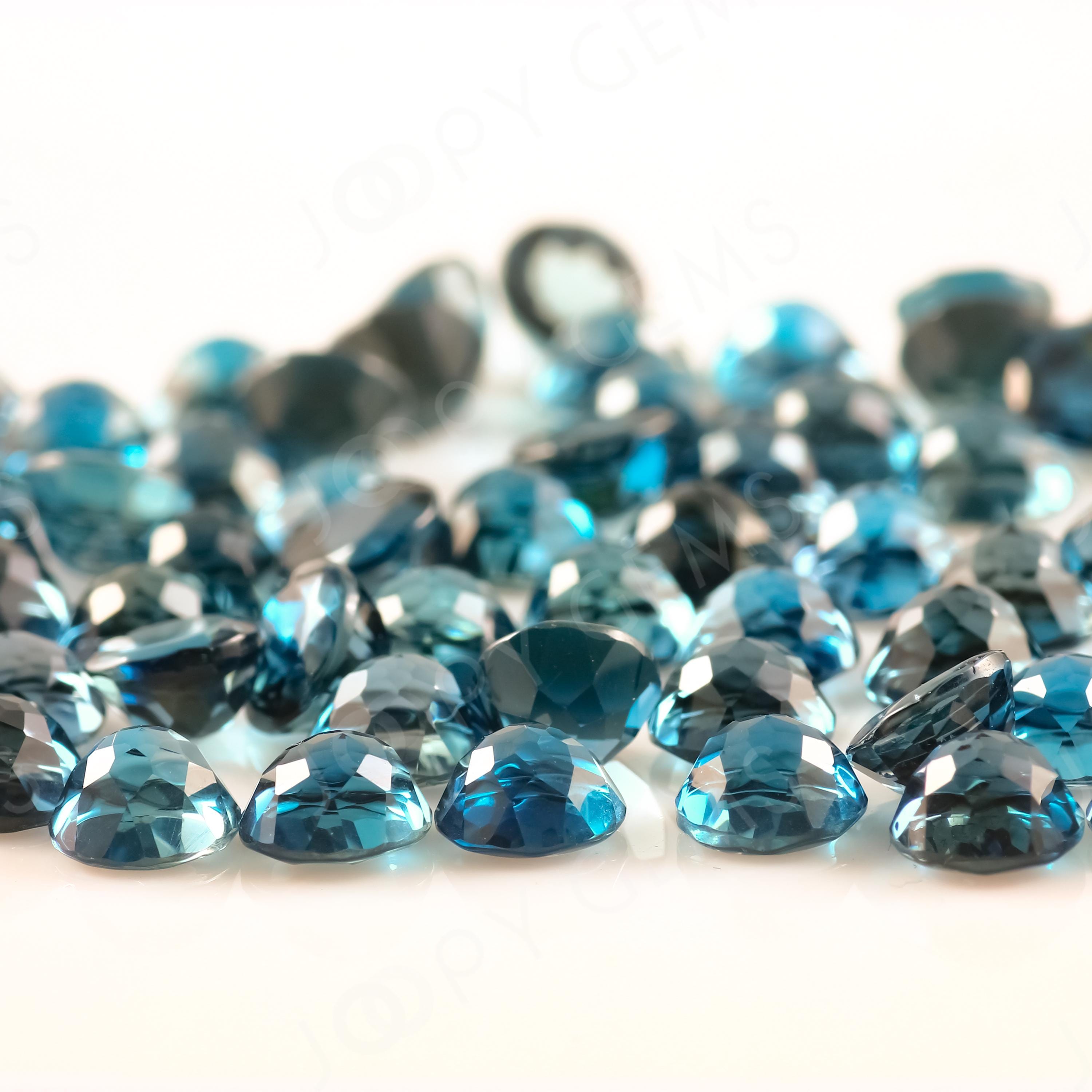 London Blue Topaz Rose Cut Cabochon 6mm Round - Per Stone London Blue Topaz Rose Cut Cabochon 6mm Round - Per Stone