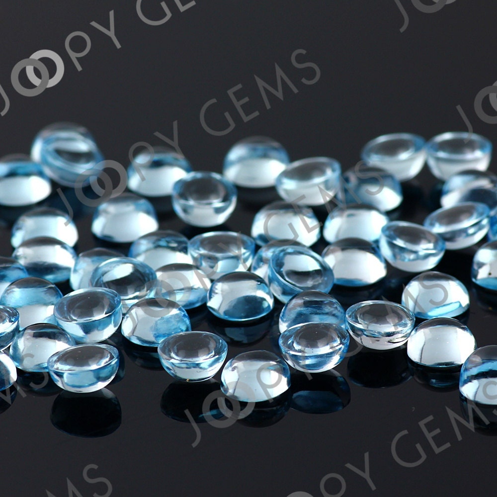 Sky Blue Topaz Cabochon 6mm Round - Per Stone