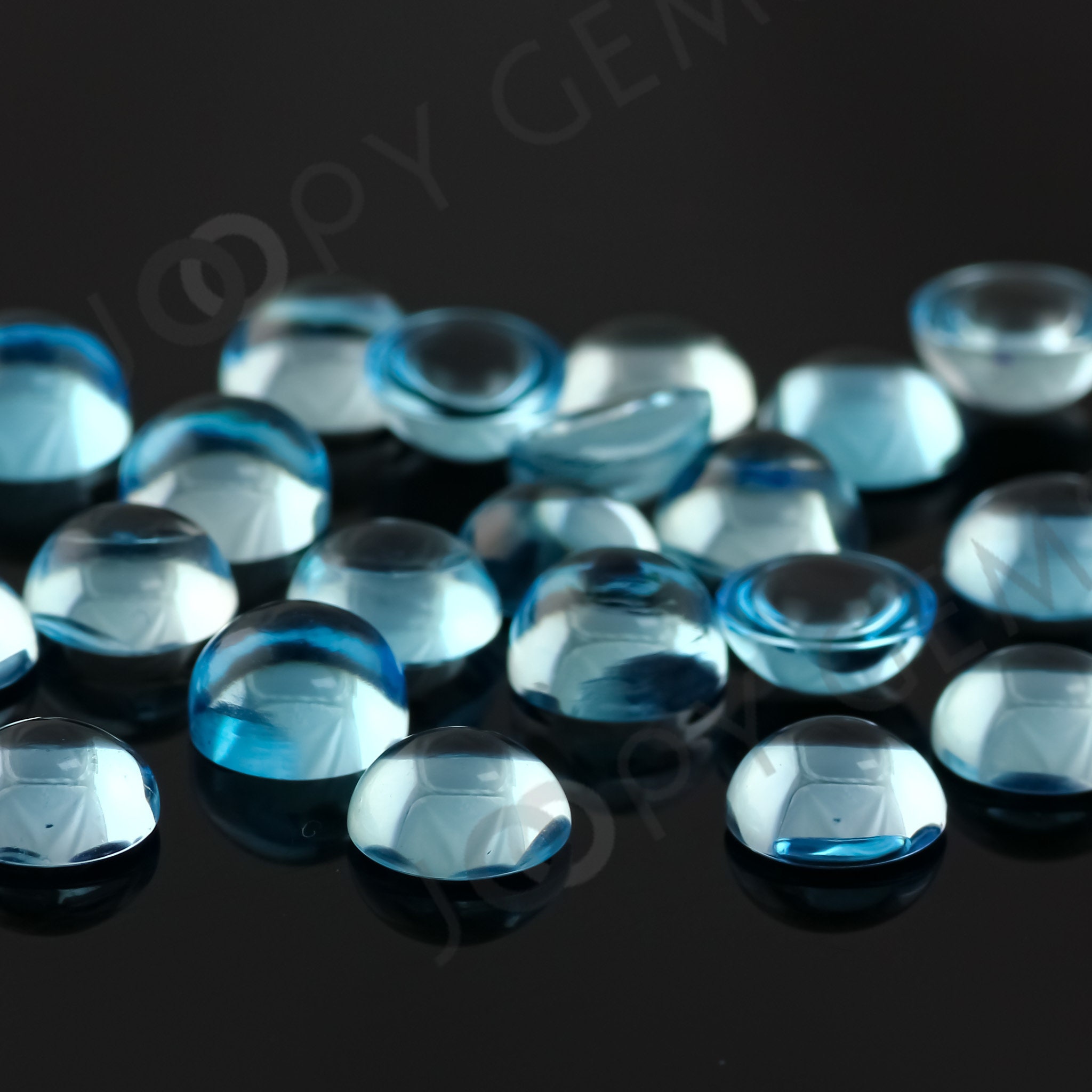 Sky Blue Topaz Cabochon 8mm Round - Per Stone
