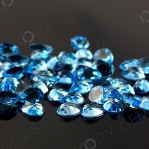Swiss Blue Topaz Rose Cut Pear Cabochon 8x6mm, Per Stone