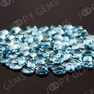 Swiss Blue Topaz Rose Cut Oval Cabochon 6x4mm - Per Stone