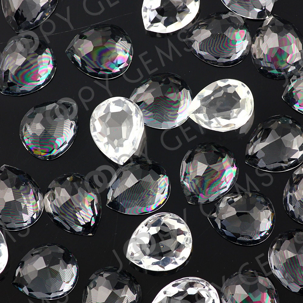 White Topaz Rose Cut Pear Cabochon 10x12mm