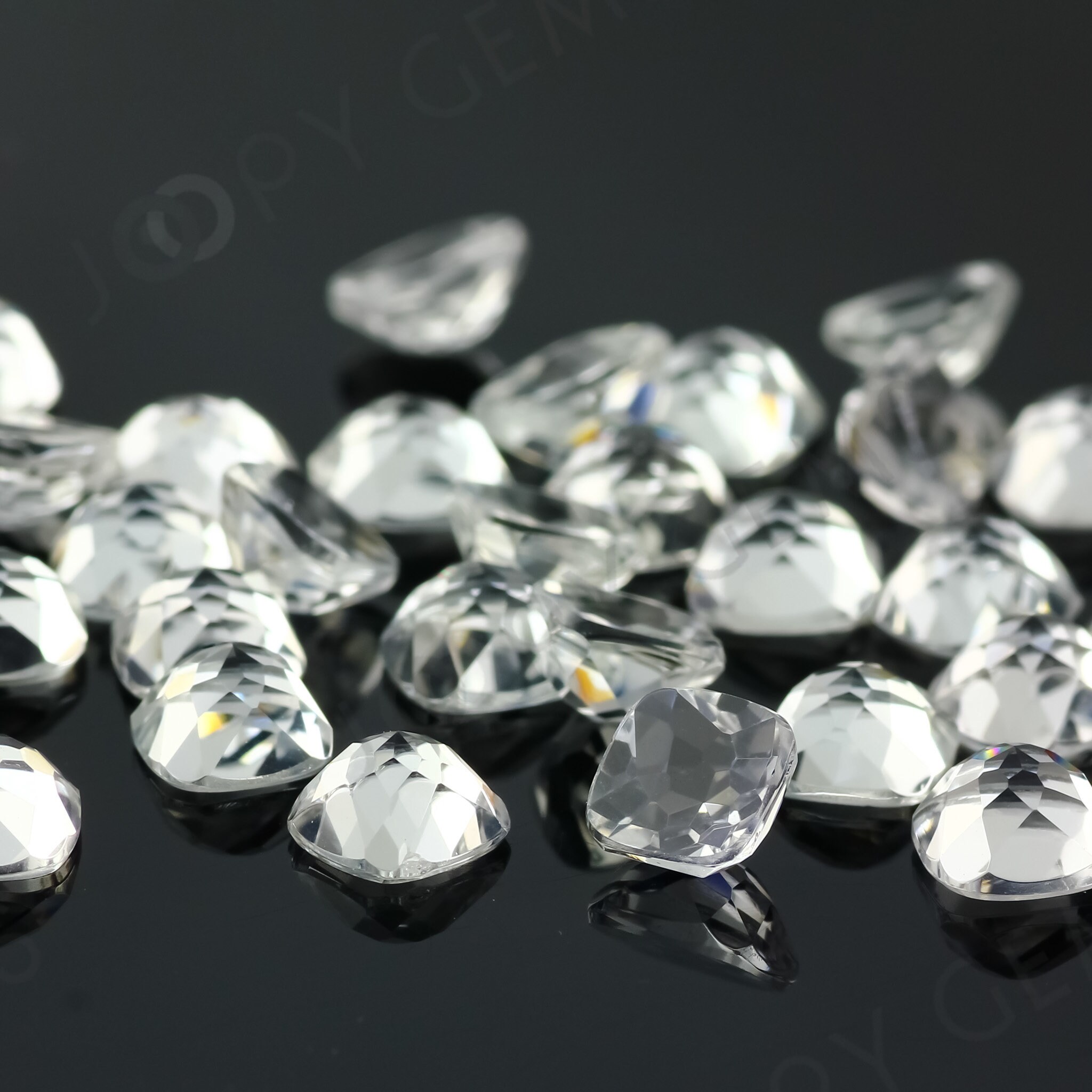 White Topaz Rose Cut Cabochon 6mm Square Cushion - Per Stone