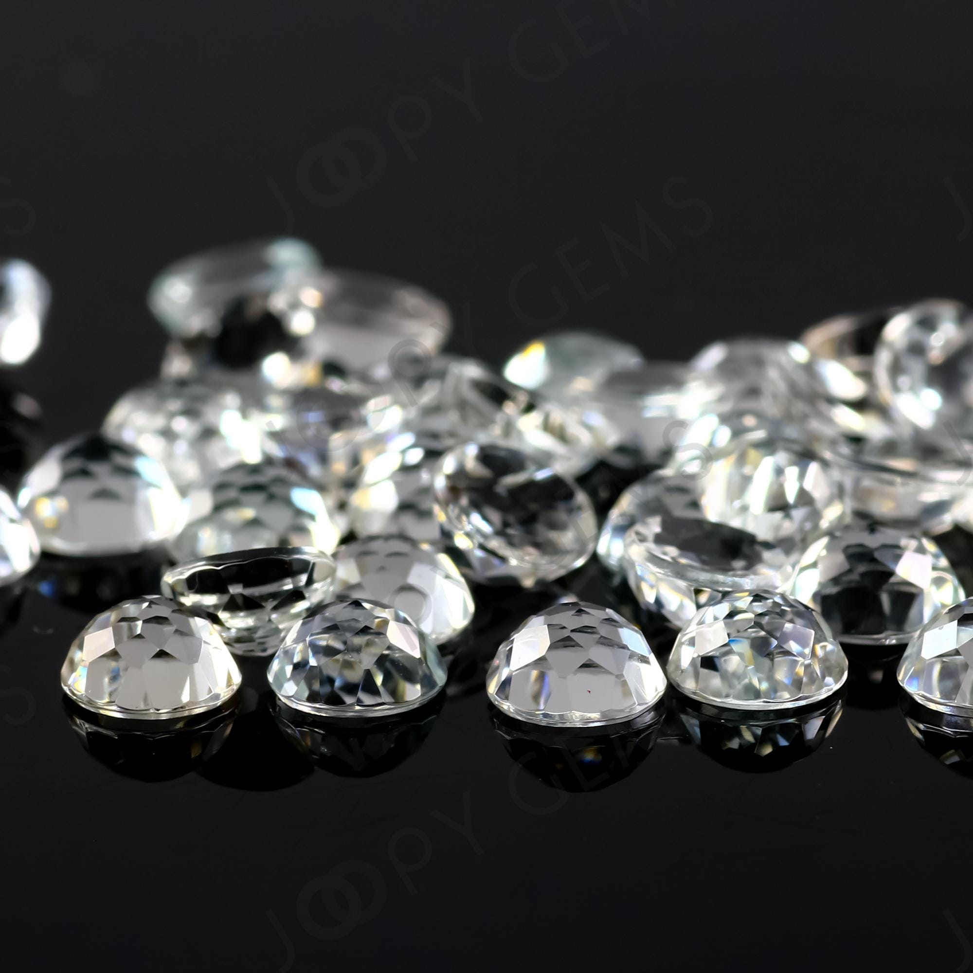 White Topaz Rose Cut Cabochon 6mm Round - Per Stone White Topaz Rose Cut Cabochon 6mm Round - Per Stone