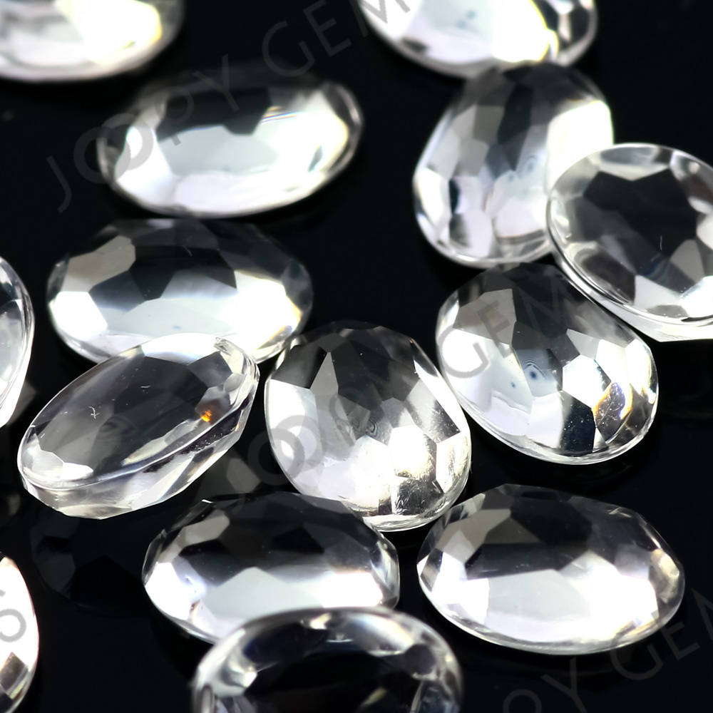 White Topaz Rose Cut Oval Cabochon 6x4mm - Per Stone