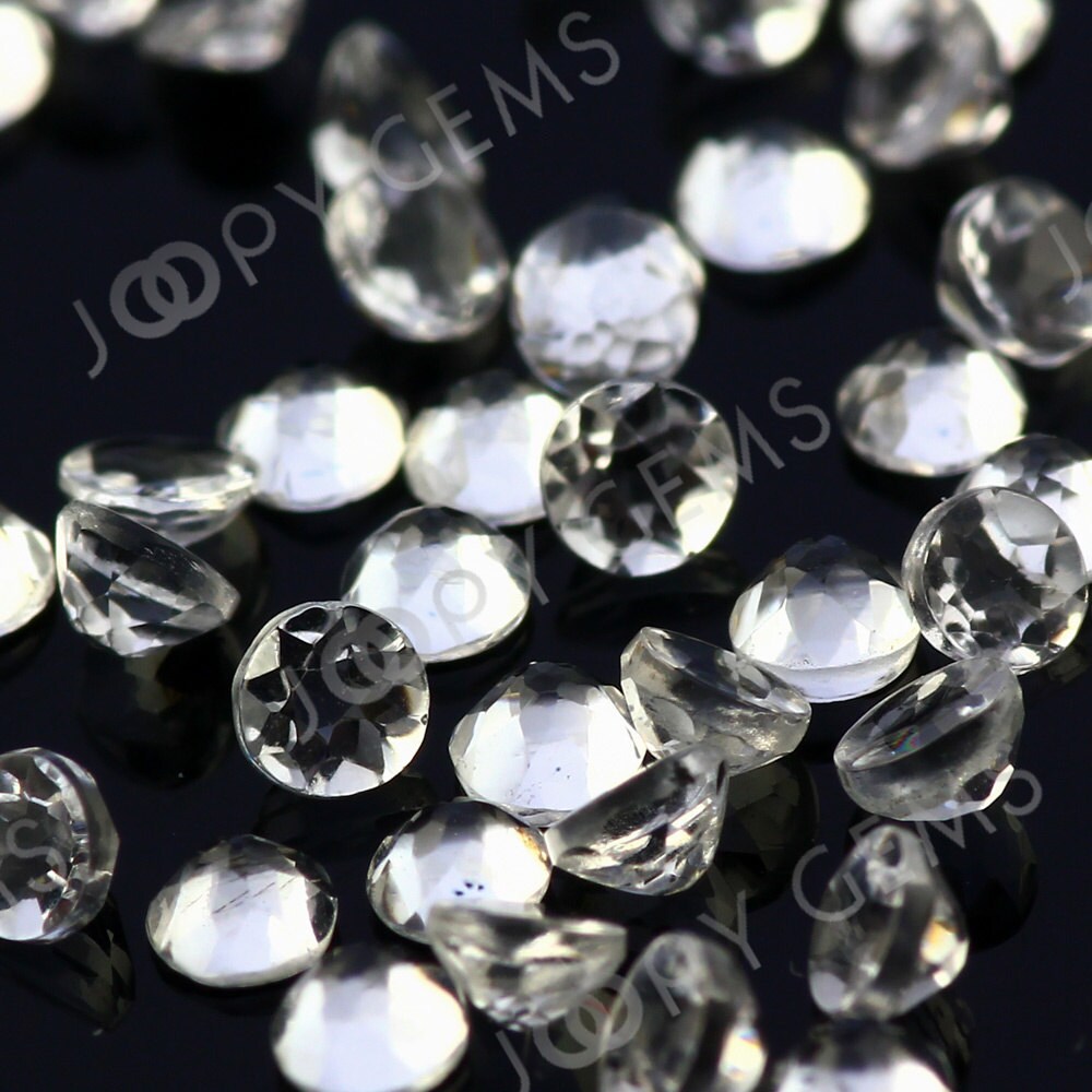 White Topaz Rose Cut Cabochon 2mm Round - Per Stone White Topaz Rose Cut Cabochon 2mm Round - Per Stone