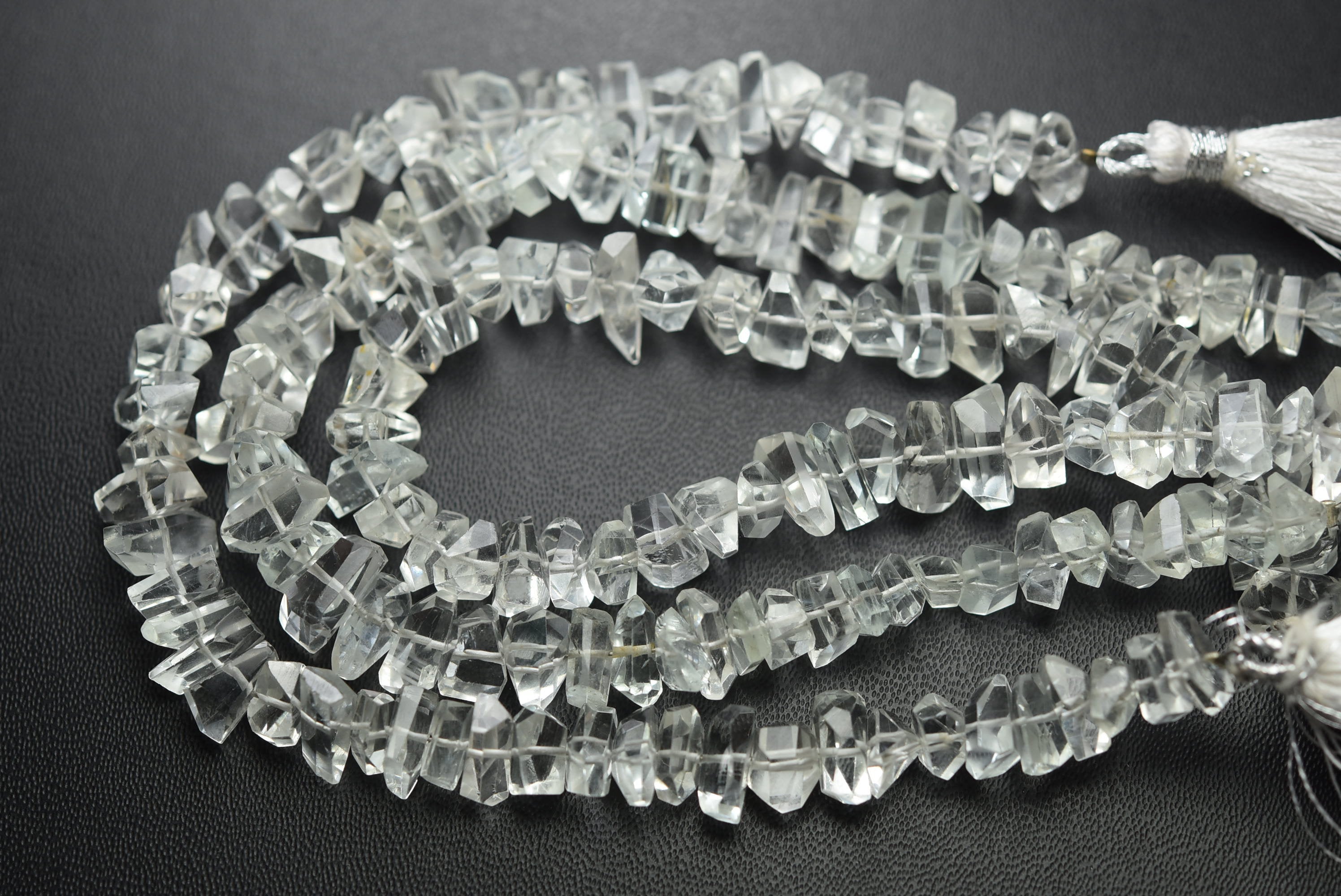 6 Inch Strand, Natural White Topaz Faceted Fancy Nuggets Shape Size 6-7mm