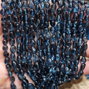 7 Inch Strand, Natural London Bue Topaz Smooth Fancy Nuggets Shape Size 6-7mm 7 Inch Strand, Natural London Bue Topaz Smooth Fancy Nuggets Shape Size 6-7mm