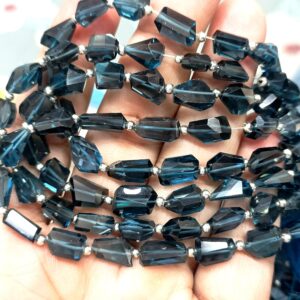7 Inches Strand, Natural London Blue Topaz Faceted Nuggets Shape, Size 10-12mm 7 Inches Strand, Natural London Blue Topaz Faceted Nuggets Shape, Size 10-12mm