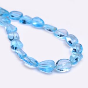 Aaa+ Sky Blue Topaz Gemstone 7x10mm-8x12mm Smooth Nuggets Tumbled Beads | Genuine Blue Topaz Precious Gemstone Loose Beads | 13inch Strand Aaa+ Sky Blue Topaz Gemstone 7x10mm-8x12mm Smooth Nuggets Tumbled Beads | Genuine Blue Topaz Precious Gemstone Loose Beads | 13inch Strand