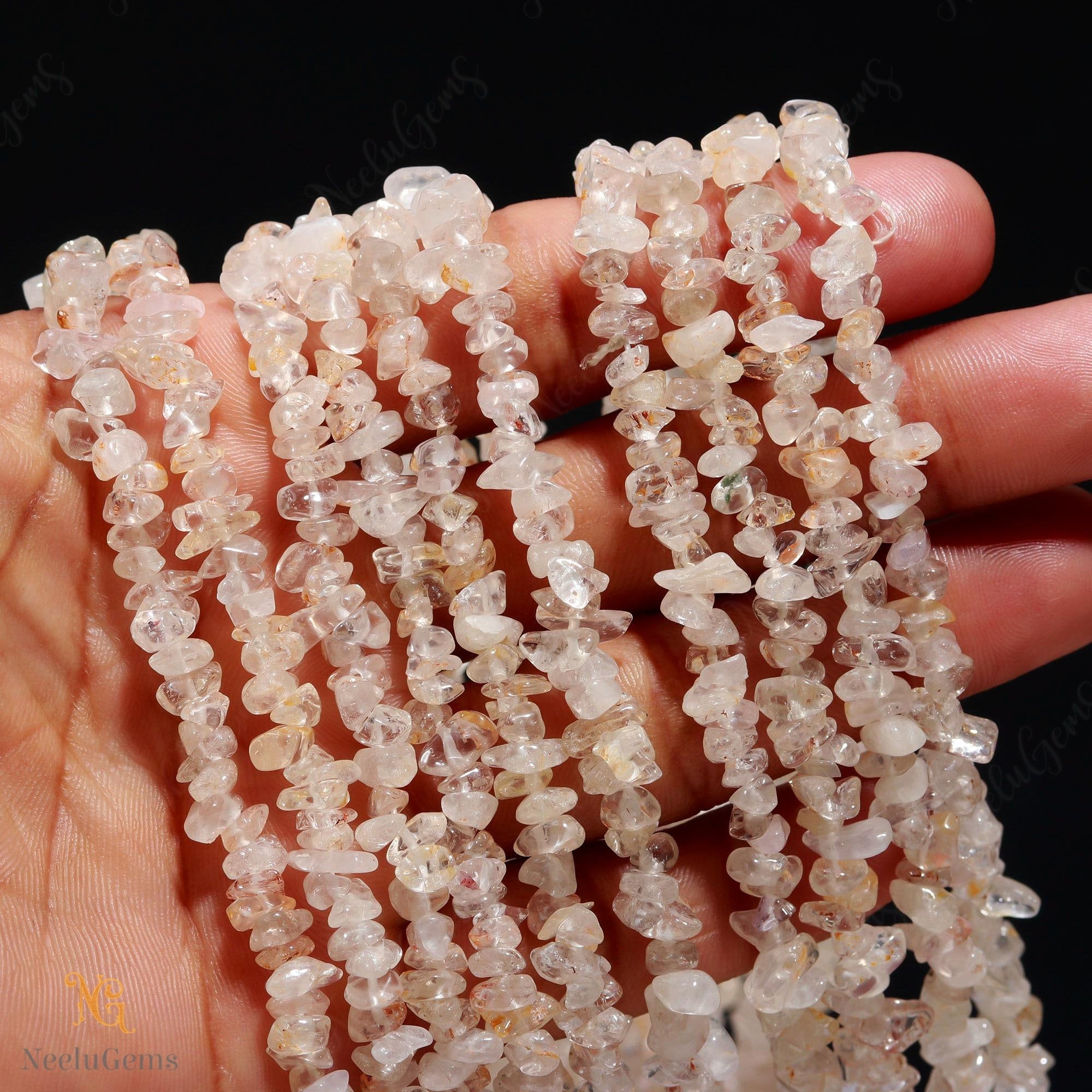 Aaa+ White Topaz Uncut Chip Beads,natural White Topaz Raw Rough Tiny Nugget Chips,34" Gemstone Beads For Handmade Jewelry