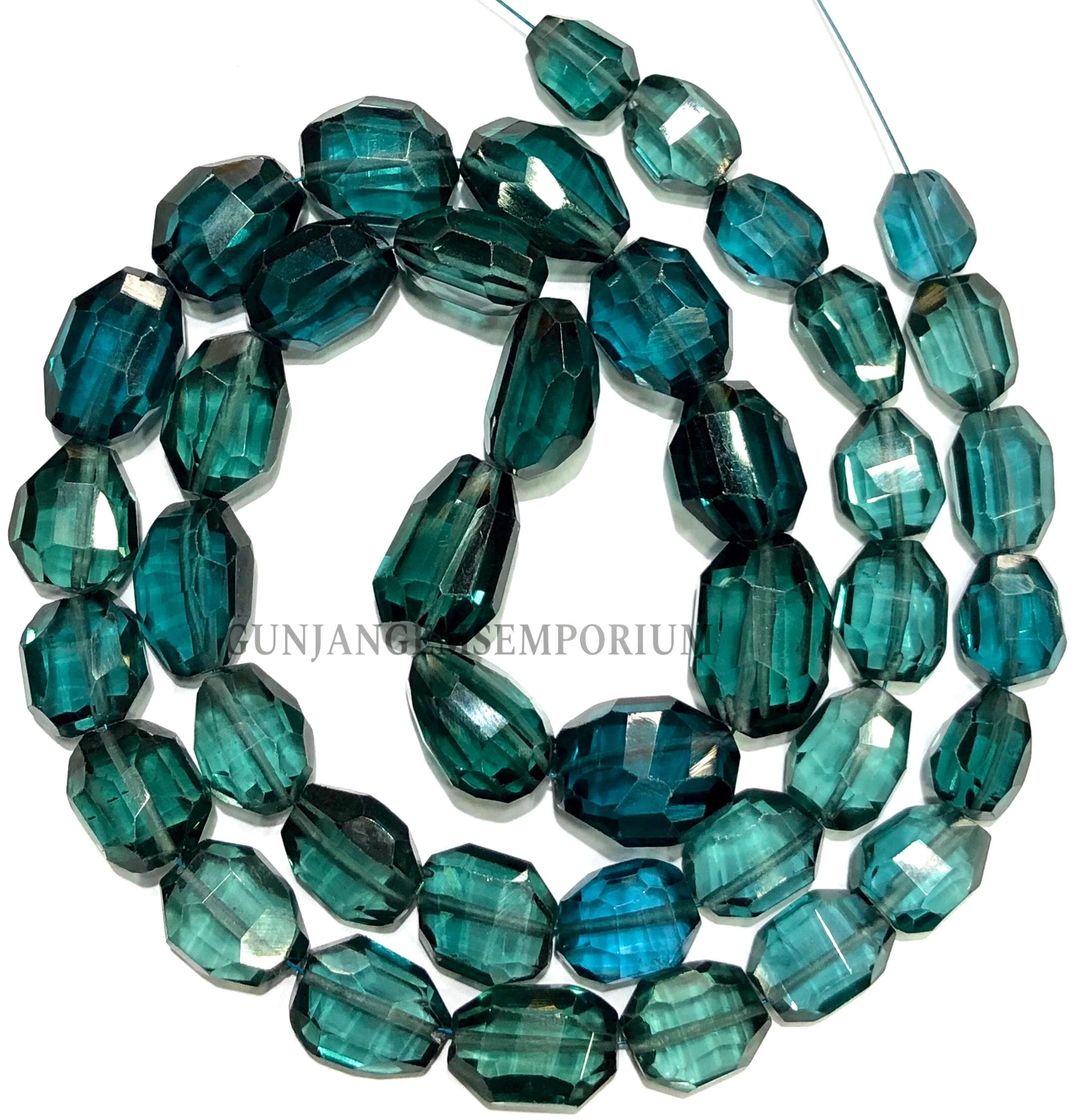 Aaaa+ Colorful London Topaz Gemstone Nuggets Rare Blueish Green Topaz Faceted Nuggets Beads Hand Cut London Topaz Beads 18” Nuggets Jewelry